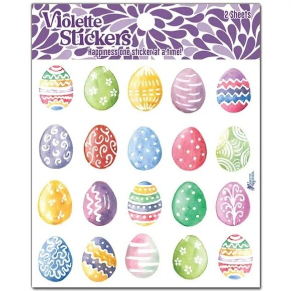 3‎ for $15 - Pastel Easter Eggs Stickers - 2 Sticker Sheets for Scrapbooking - Picture 1 of 2